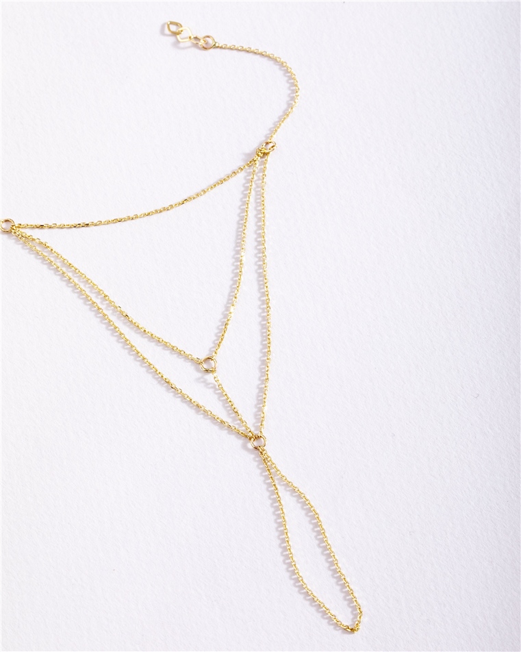 Solid Gold Hand Chain Bracelet