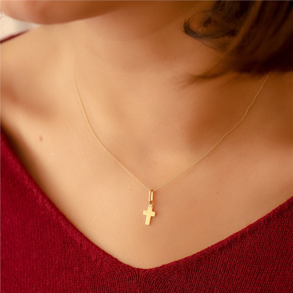 Solid Gold Small Cross Necklace