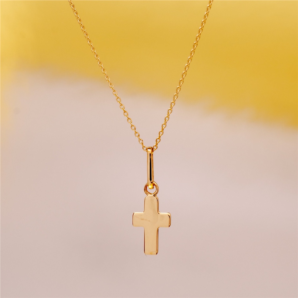 Solid Gold Small Cross Necklace