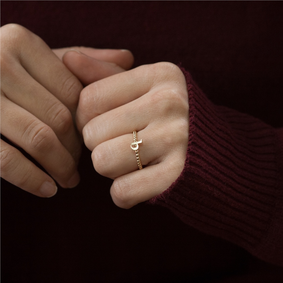Solid Gold Letter Ring
