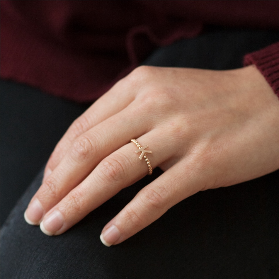 Solid Gold Letter Ring