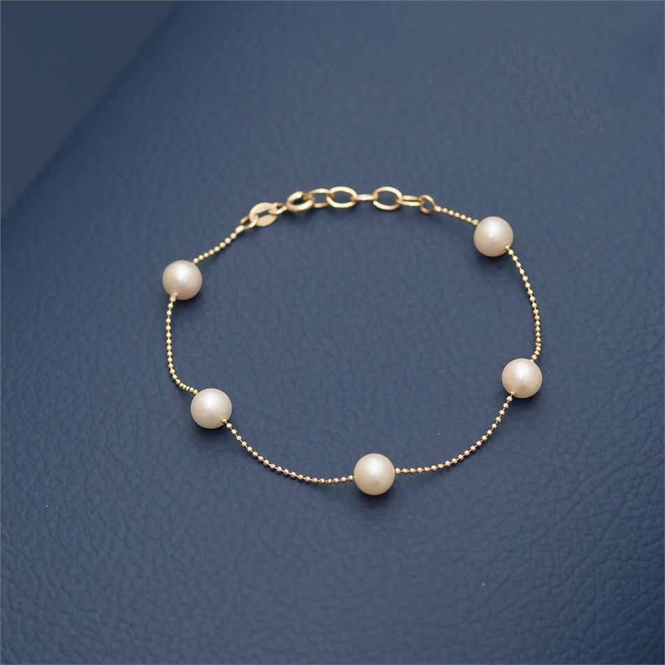 Solid Gold Pearl String Bracelet