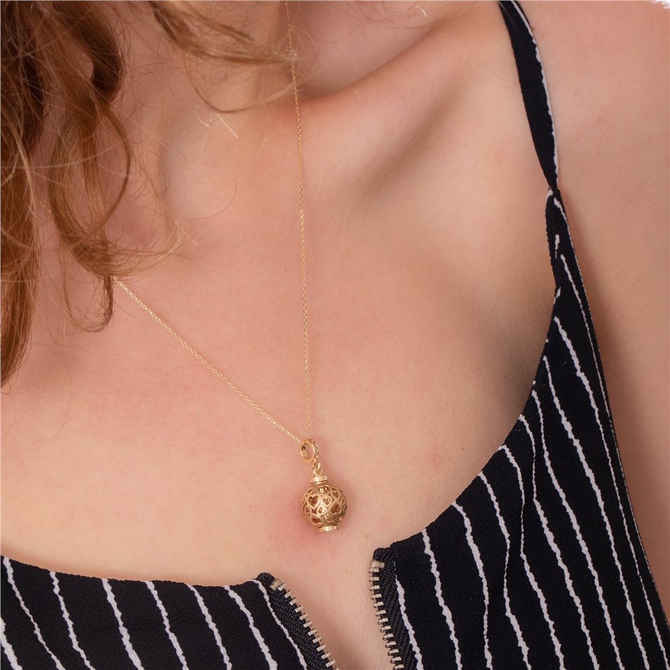 Solid Gold Heart Cage Urn Necklace