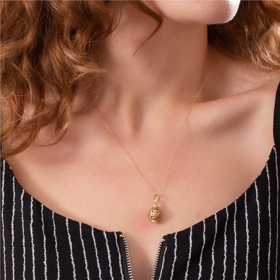 Solid Gold Heart Cage Urn Necklace