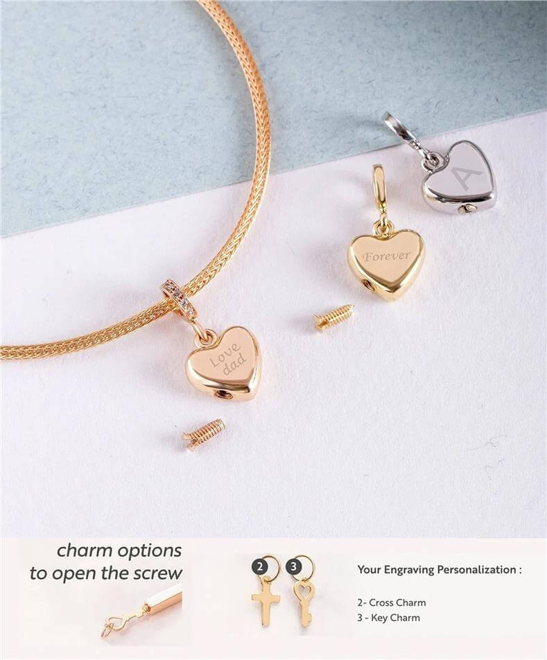 Solid Gold Heart Urn Charm
