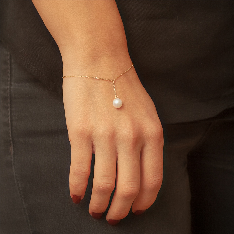 Solid Gold Pearl Bracelet