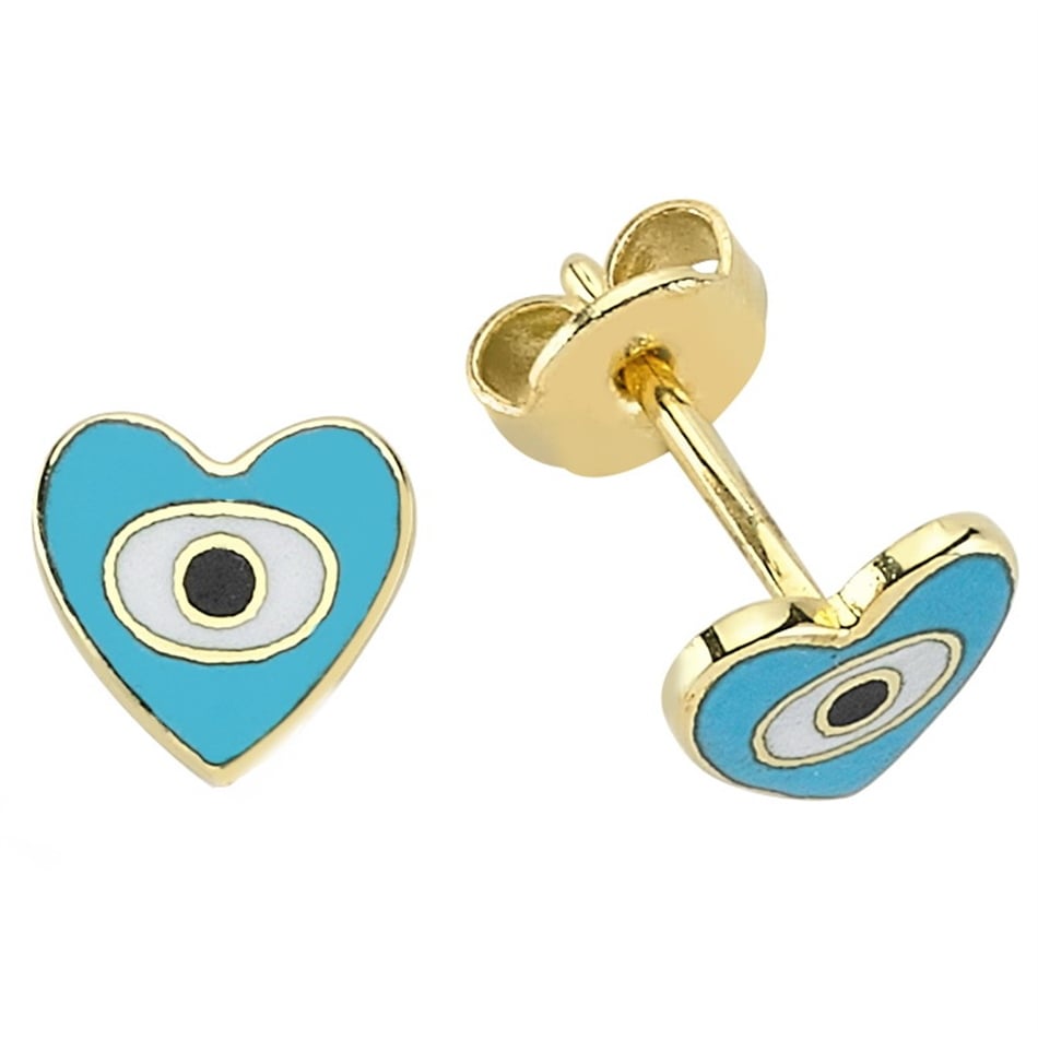 Solid Gold Enamel Heart Earring