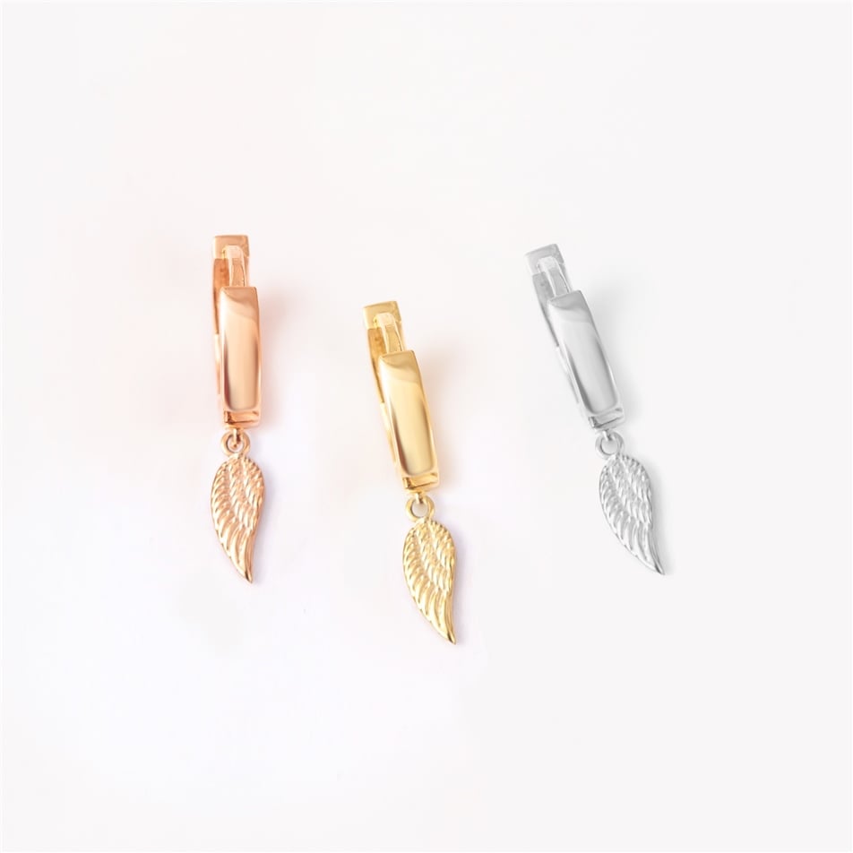 Solid Gold Wing Hoop Earring