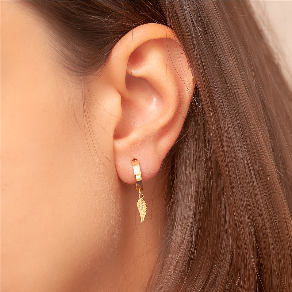 Solid Gold Wing Hoop Earring