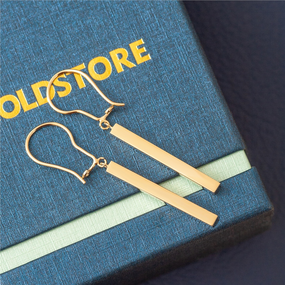 Solid Gold Bar Earring