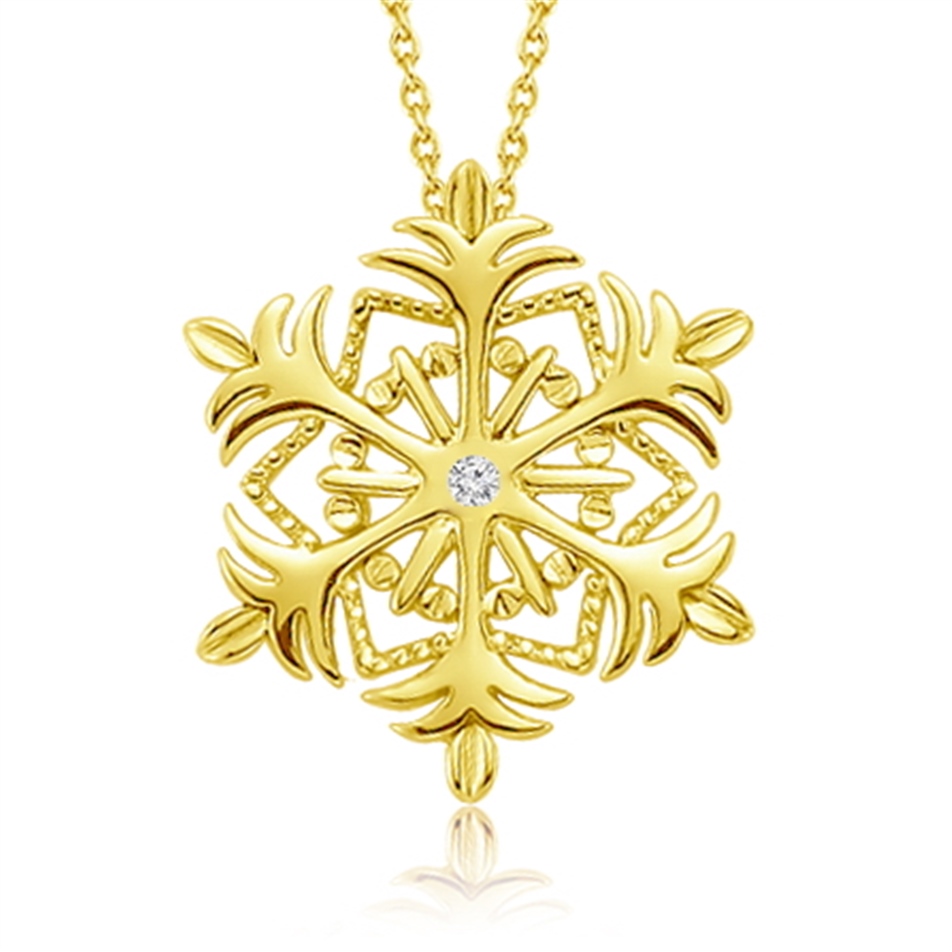 Solid Gold Fancy Snowflake Necklace