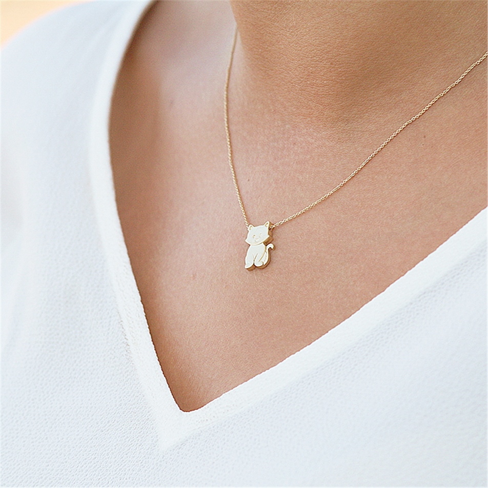 Solid Gold Cat Necklace