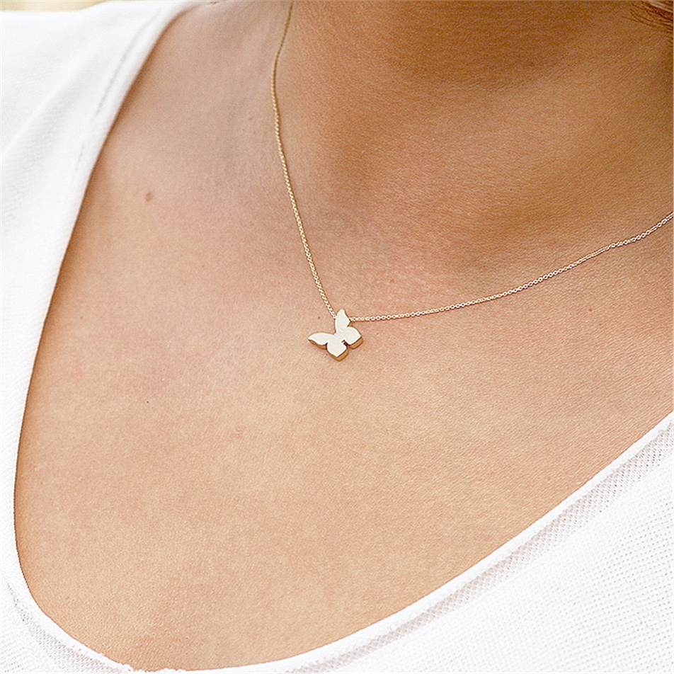 Solid Gold Butterfly Necklace