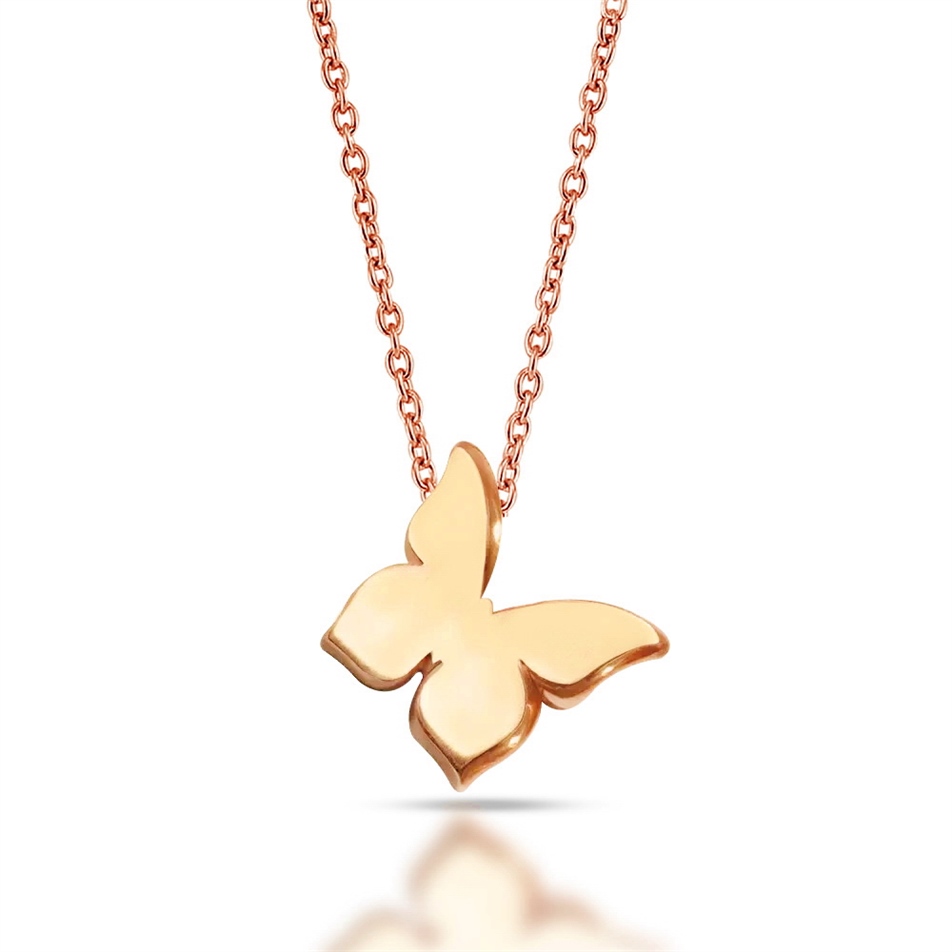 Solid Gold Butterfly Necklace