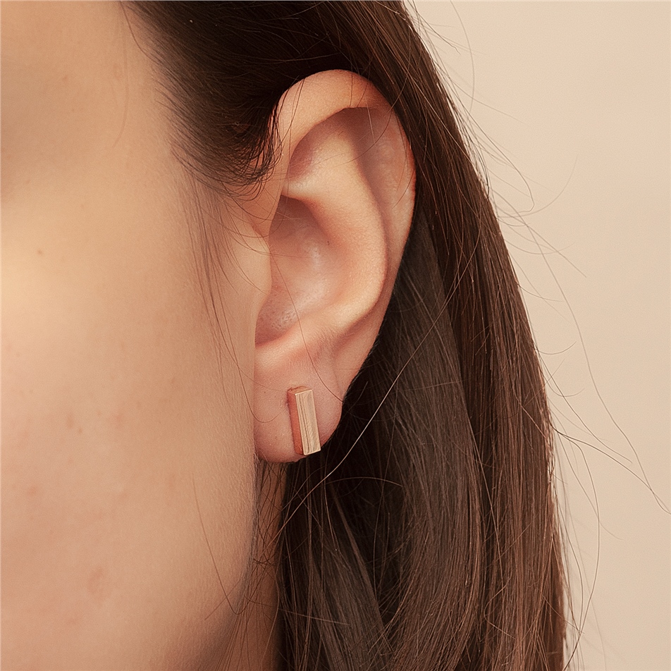 Solid Gold Bar Earring