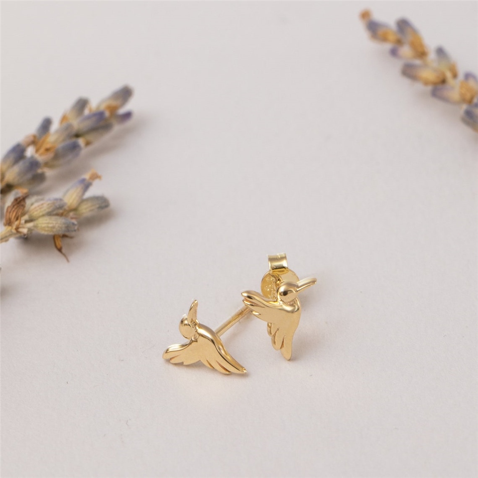 Solid Gold Bird Earring