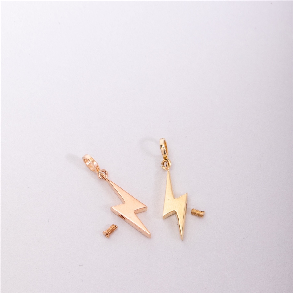 Solid Gold Lightning Bolt Urn Pendant