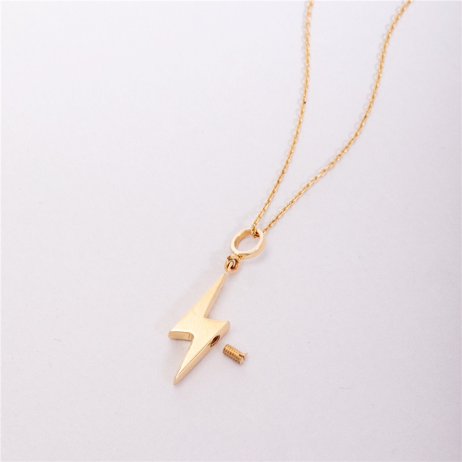 Solid Gold Lightning Bolt Urn Pendant