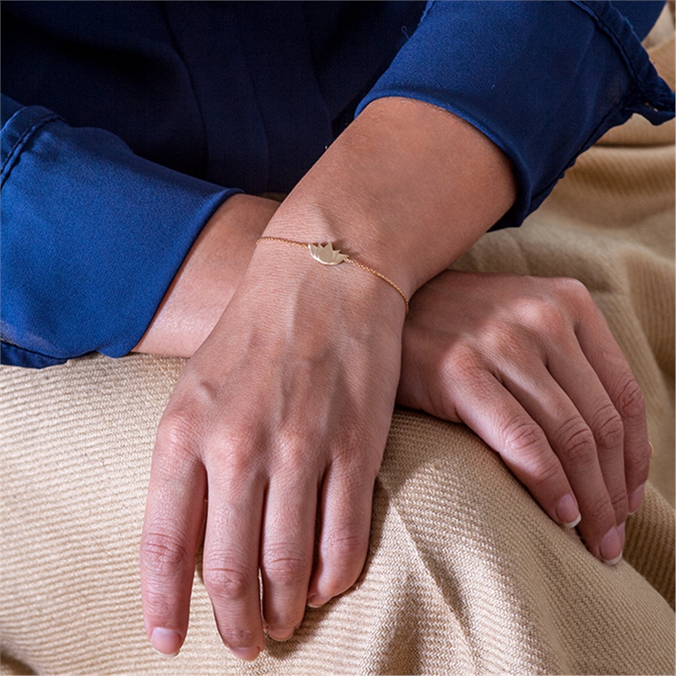 Solid Gold Lotus Bracelet