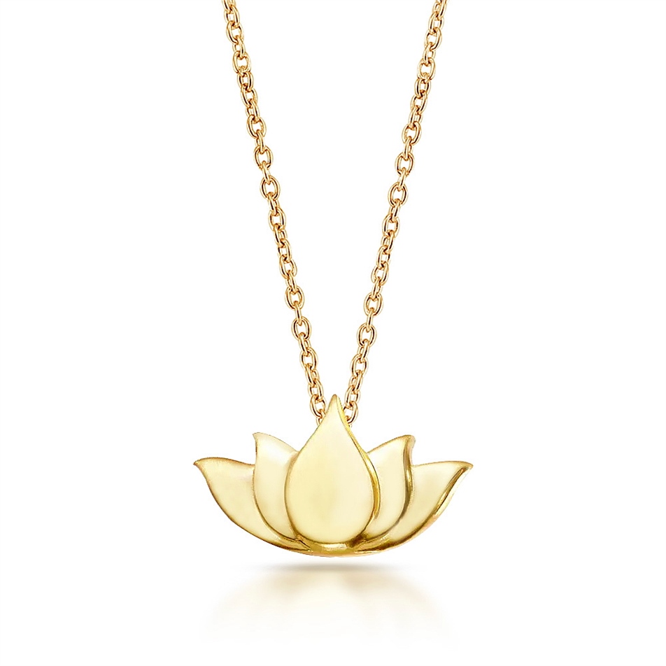 Solid Gold Lotus Necklace