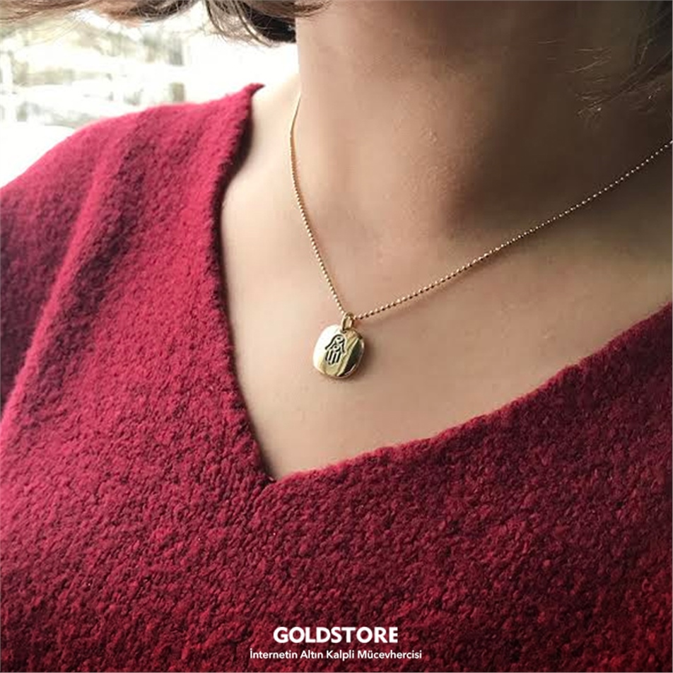 Solid Gold Button Necklace
