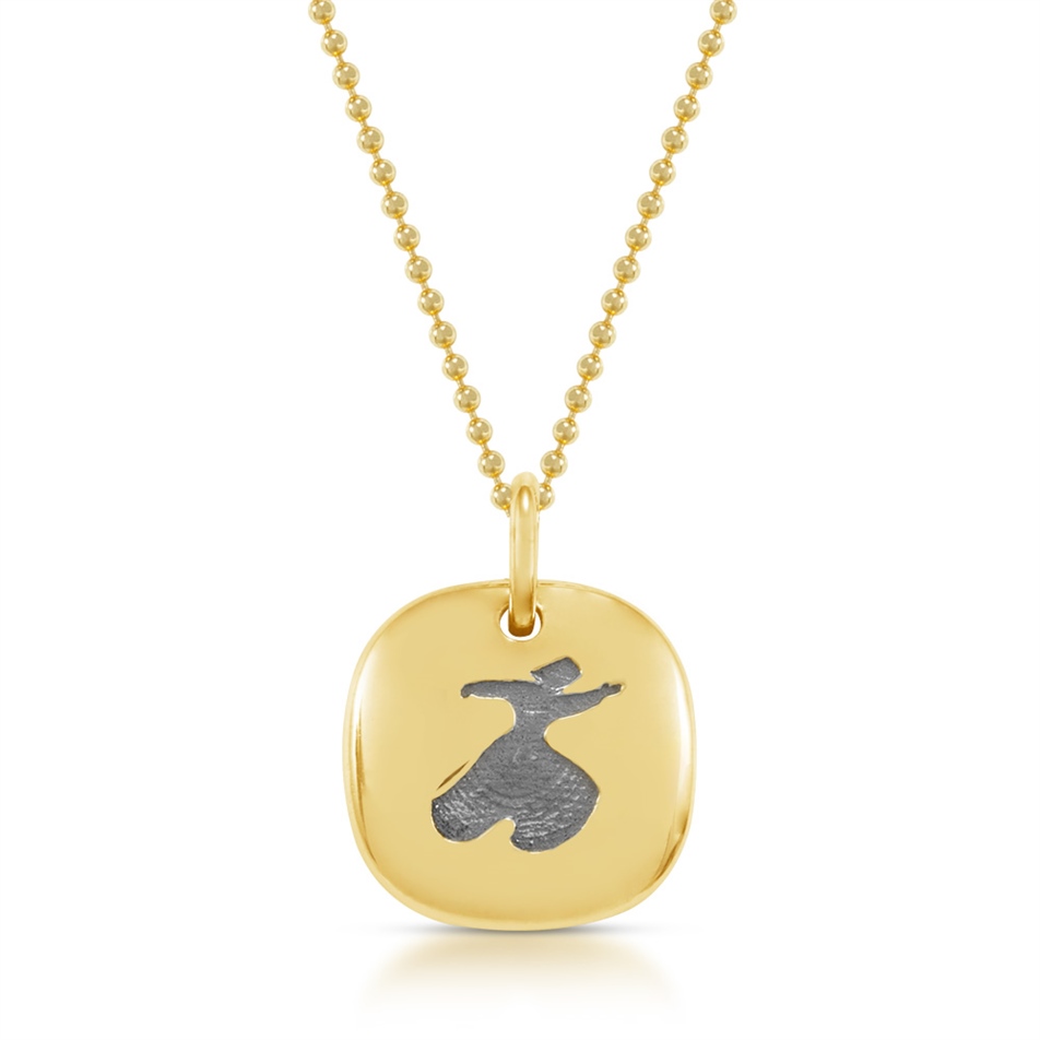 Solid Gold Button Necklace