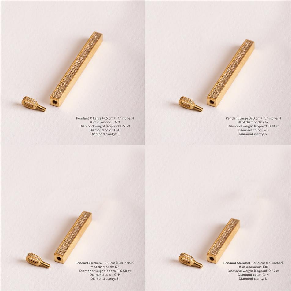 Solid Gold Pave Diamond Bar Urn Pendant