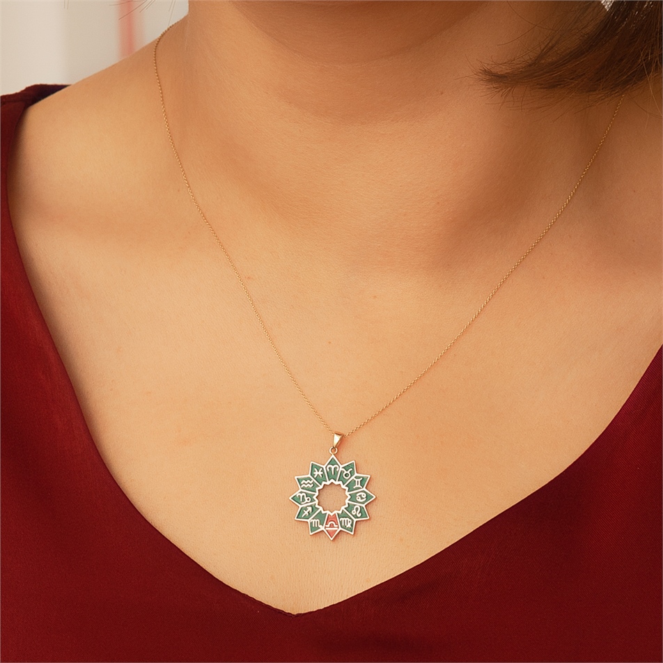 Altın Mineli Burç Kolye