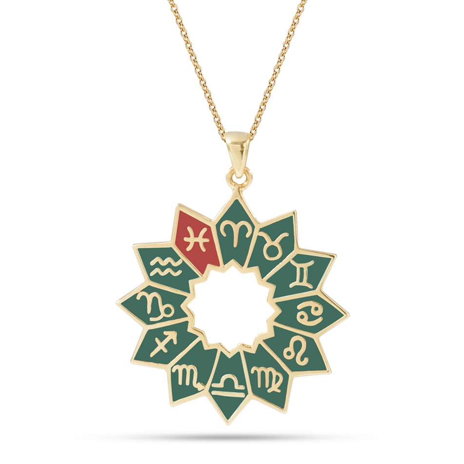 Altın Mineli Burç Kolye