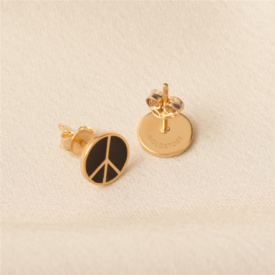 Solid Gold Enamel Peace Earring