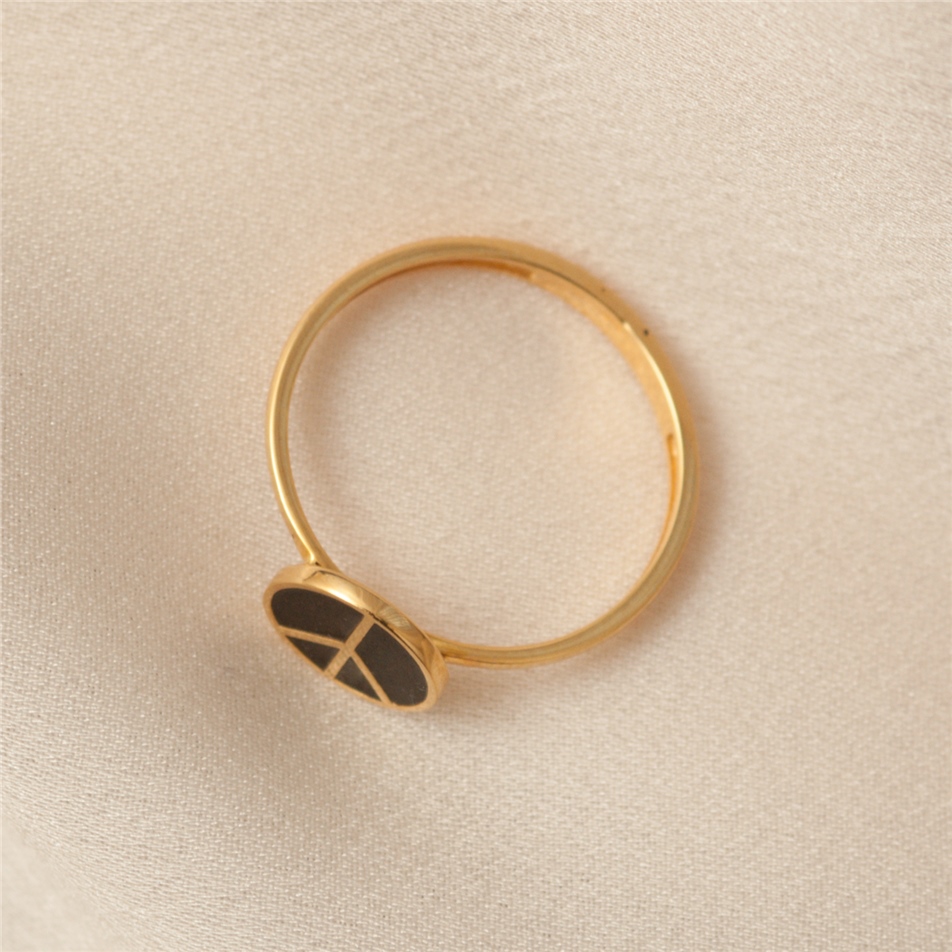 Solid Gold Enamel Peace Ring