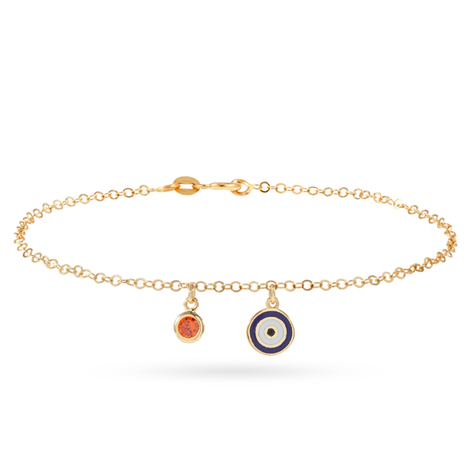 Solid Gold Enamel Evil Eye Bracelet