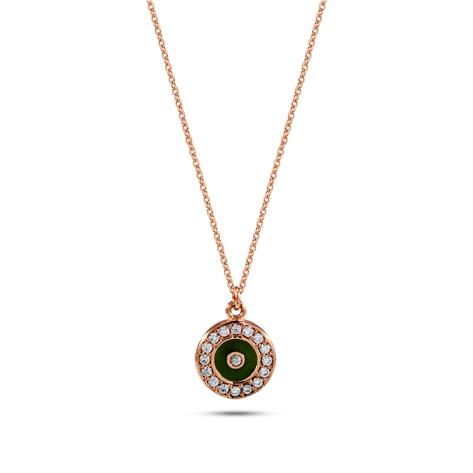 Solid Gold Enamel Evil Eye Necklace