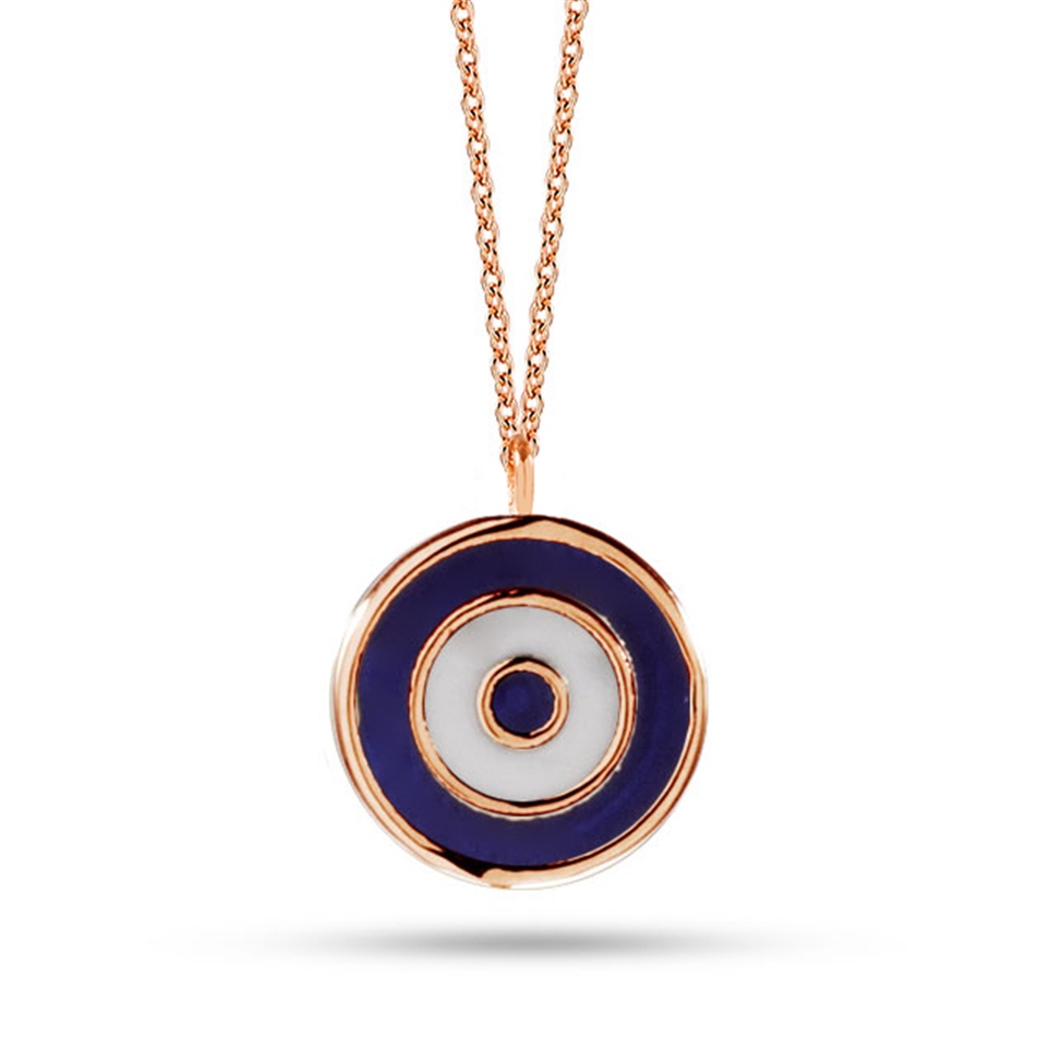 Solid Gold Enamel Evil Eye Necklace