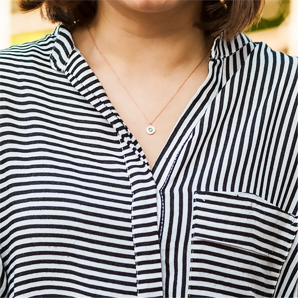 Solid Gold Enamel Evil Eye Necklace