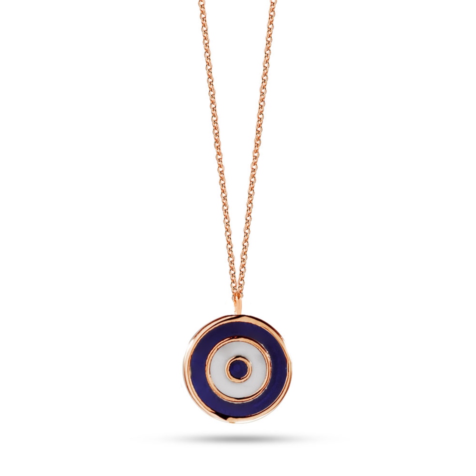 Solid Gold Enamel Evil Eye Necklace