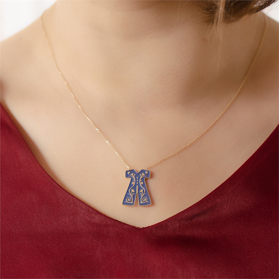 Solid Gold Enamel Tulip Necklace