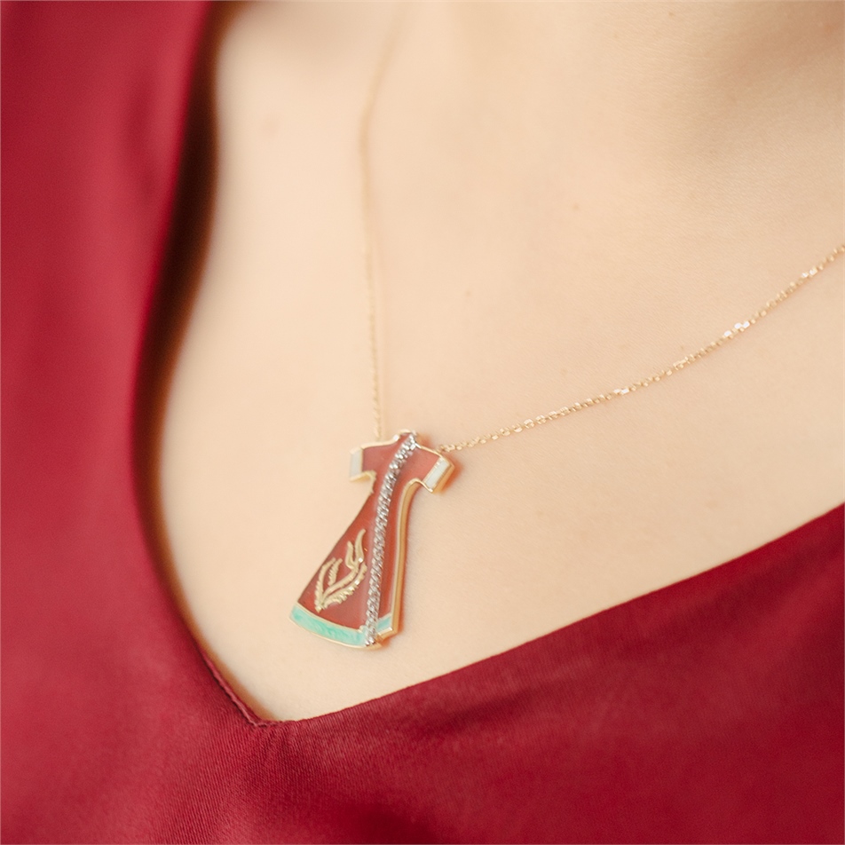 Solid Gold Enamel Tulip Necklace