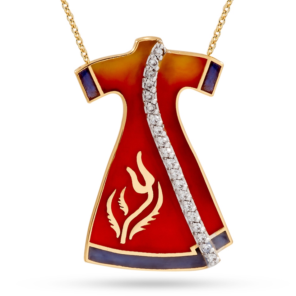 Solid Gold Enamel Tulip, Robe Necklace