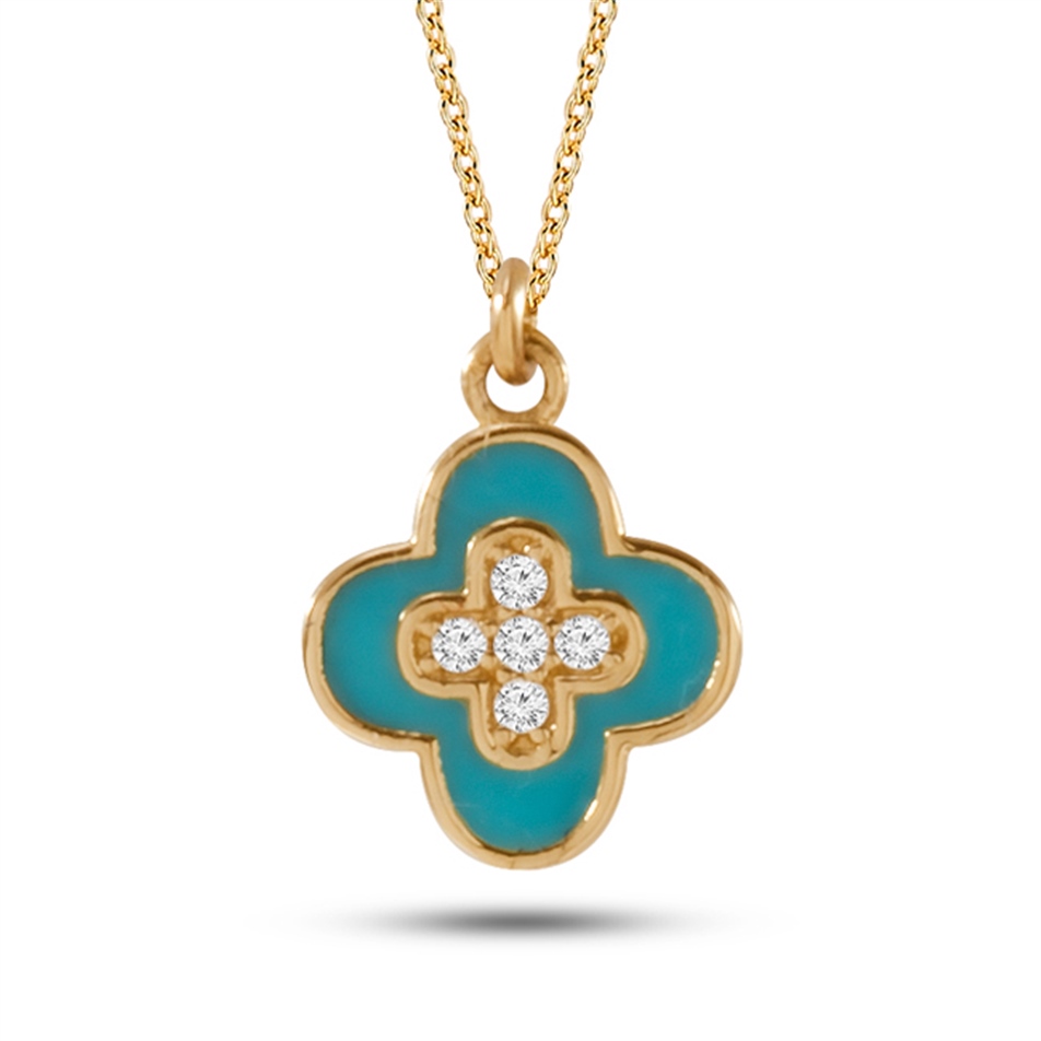 Solid Gold Enamel Daisy Necklace