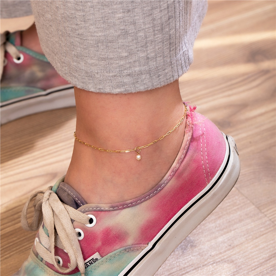 Solid Gold Pearl Hoop Earring