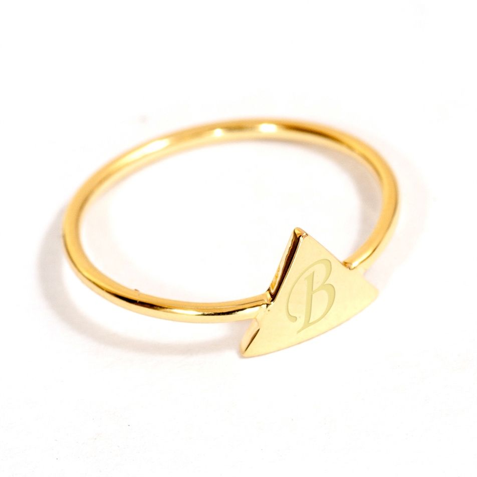 Solid Gold Letter Triangle Ring