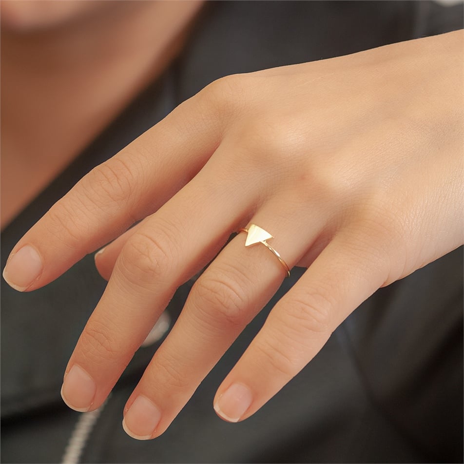 Solid Gold Letter Triangle Ring