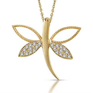 Solid Gold Dragonfly Necklace