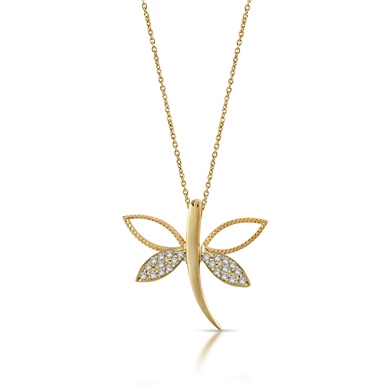 Solid Gold Dragonfly Necklace