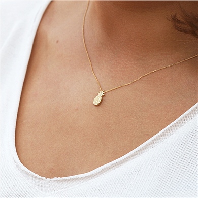 Solid Gold Pineapple Necklace