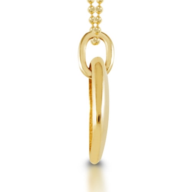 Solid Gold Crescent and Star Button Necklace