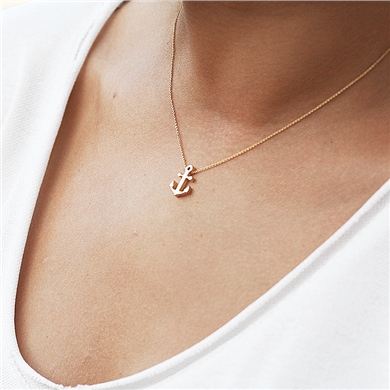 Solid Gold Anchor Necklace