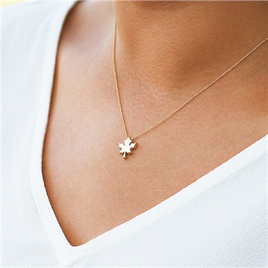 Solid Gold Leaf Necklace