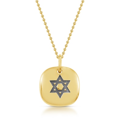 Solid Gold Star Button Necklace